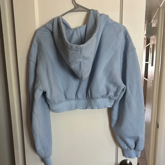 For Love & Lemons Light Blue Cropped Hoodie - Picture 5 of 5